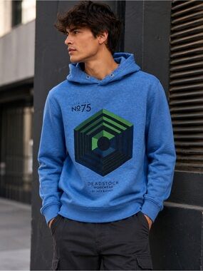Jack & Jones Blue Graphic Pullover Hoodie Men’s Large Streetwear